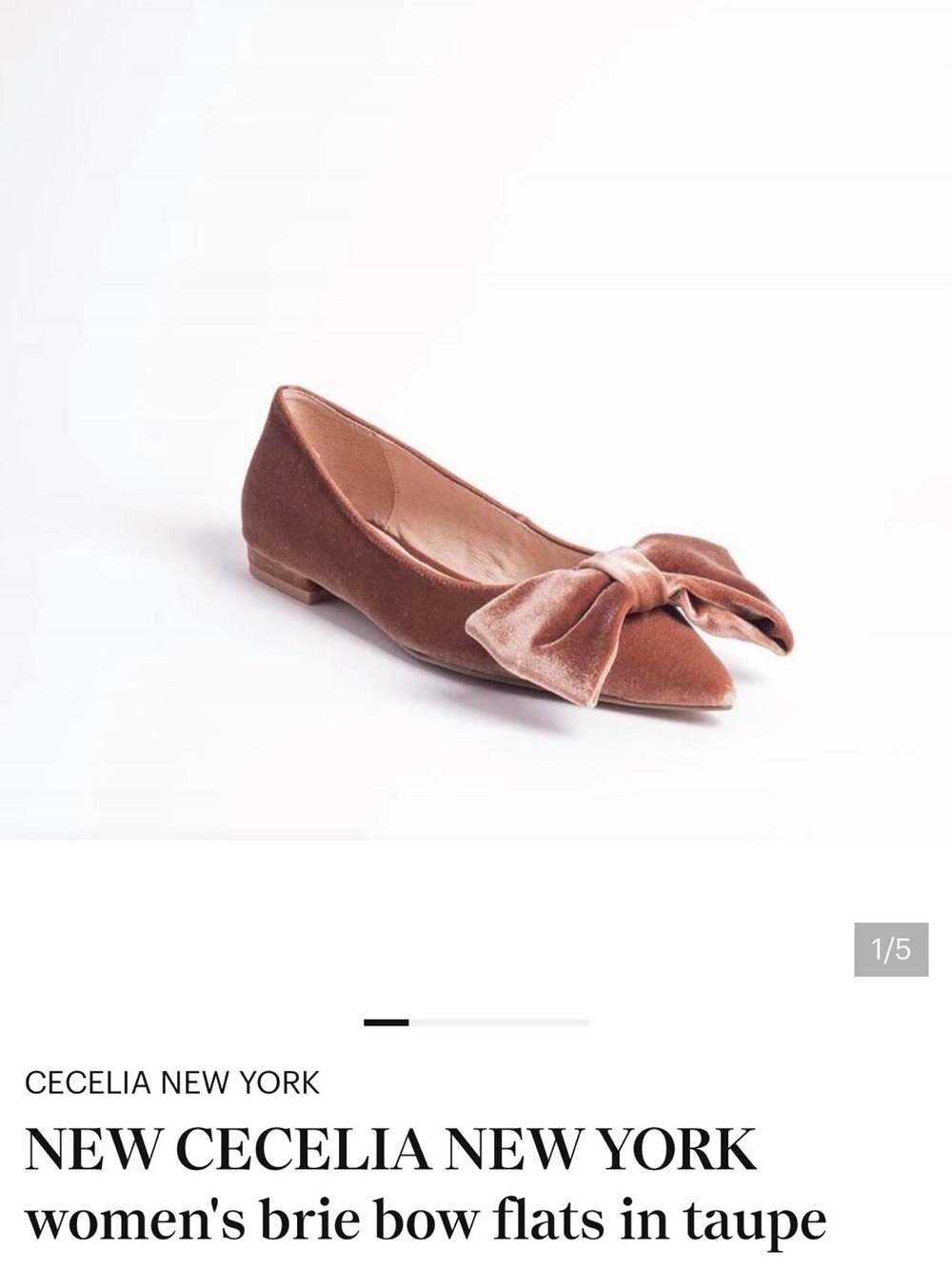 CECILIA NEW YORK Rosewood Velvet Brie Bow Flats